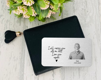 Personalised Memorial Wallet Card, Bereavement Gift, Black and White Photo Keepsake, Remembrance Card,  In Loving Memory Wallet Card, Photo