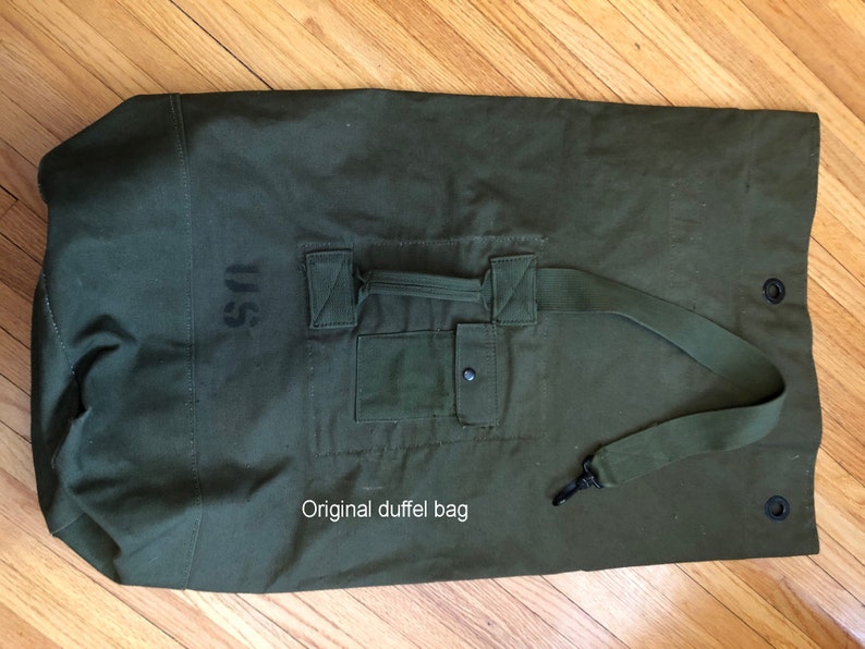 Authentische umfunktionierte militärische Leinwand Leder Einkaufstasche 035 Bild 8