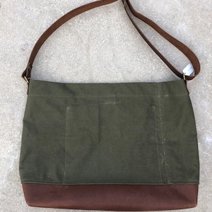 Authentic Re-purposed Military Canvas Leather Tote Bag 035 image 3