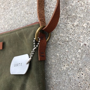 Re-purposed Canvas Military Army Green Leather Crossbody Bag 040 image 4