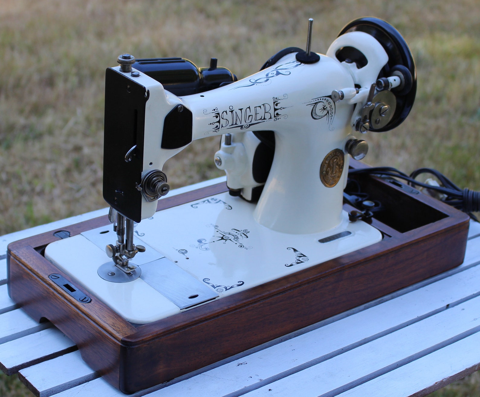 Restored Custom Singer 128 Vintage Sewing Machine by Etsy