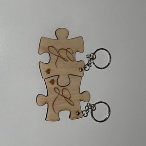 Puzzle Schlüsselanhänger - personalisierter Schlüsselanhänger - Holz Schlüsselanhänger - Paar Geschenk - Valentinstag Geschenk - Jahrestag Geschenk