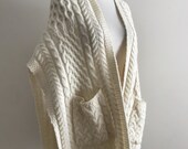 Vintage 1960s 1970s Irish Wool Cape Vintage 60s 70s Cable Knit Sweater Shawl