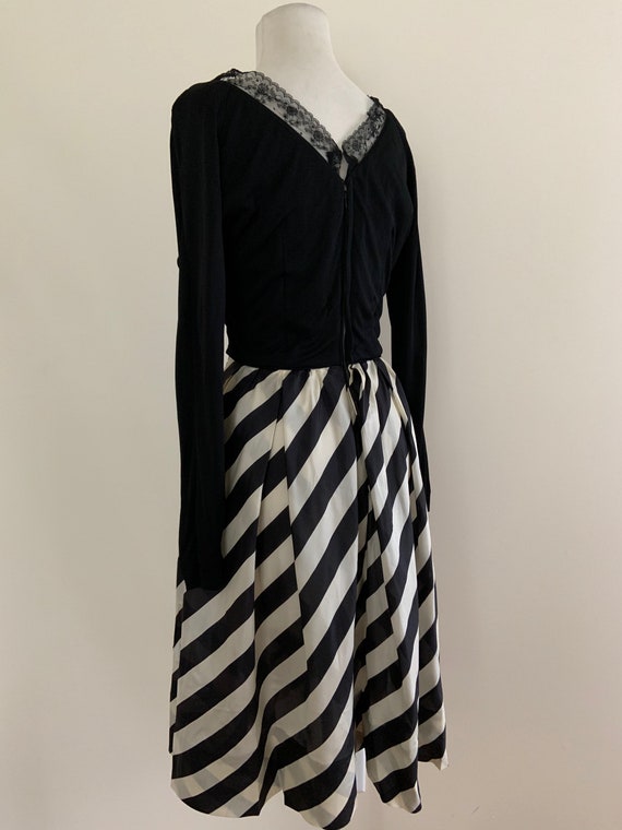 Vintage 1940s Striped Dress / Vintage 40s Black +… - image 2