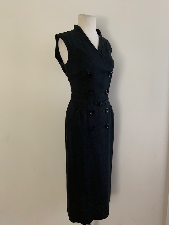 Vintage 1950s Tabak Black Pencil Dress / Vintage 1