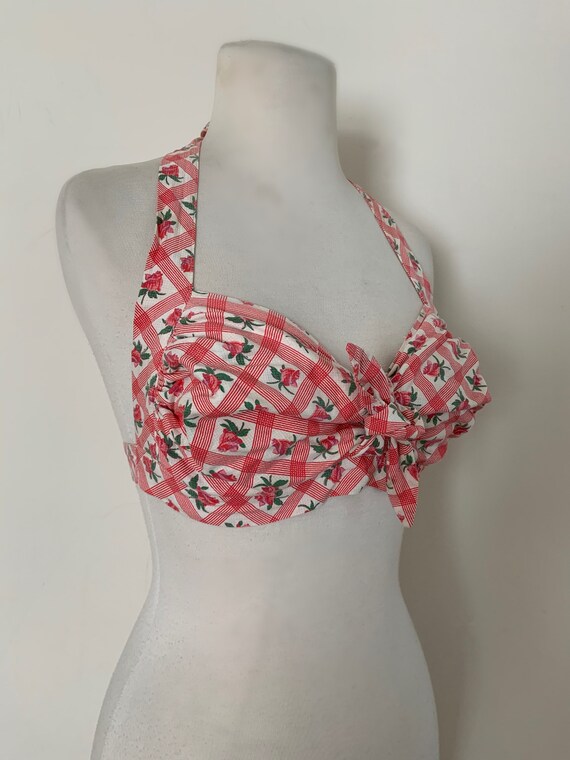Vintage 1940s 1950s Cotton Bikini Top / Vintage Ro