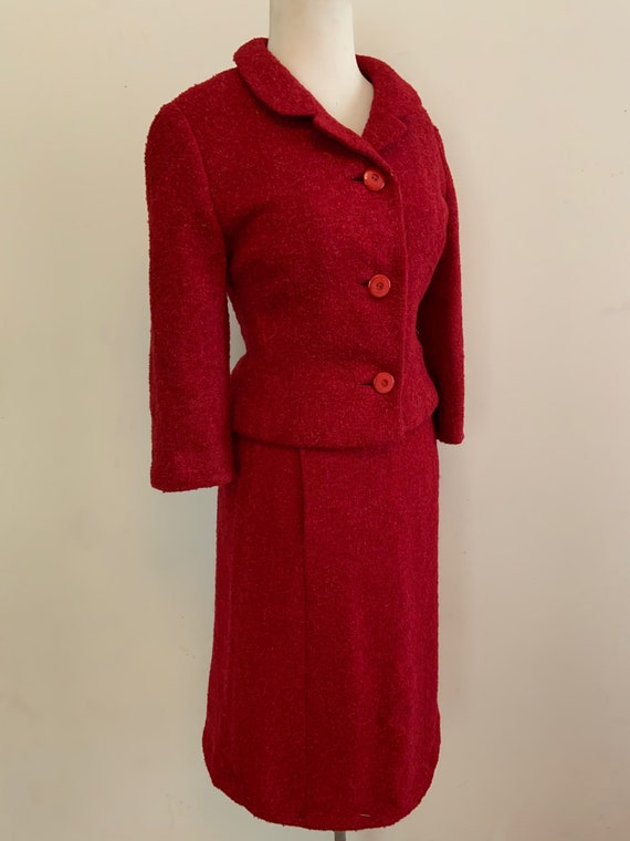 Vintage 1950s Bonwit Teller Cherry Red Suit / Vint