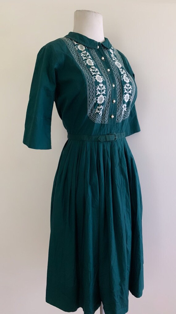 1950s Hand Embroidered Dress