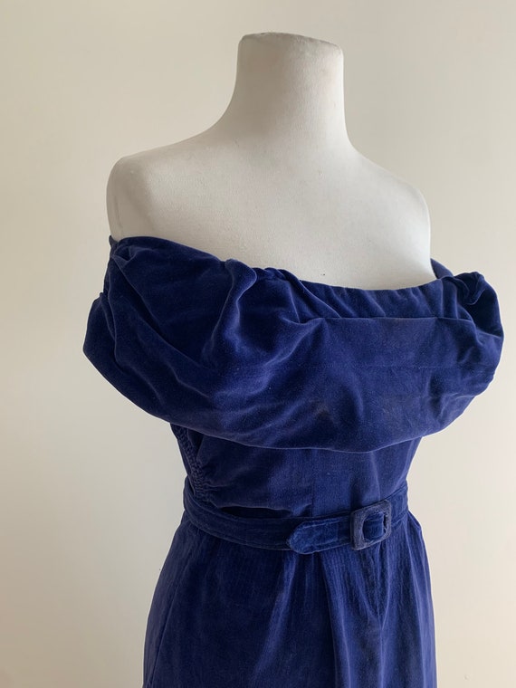 Vintage 1940s Purple Velvet Cocktail Dress / Vint… - image 1