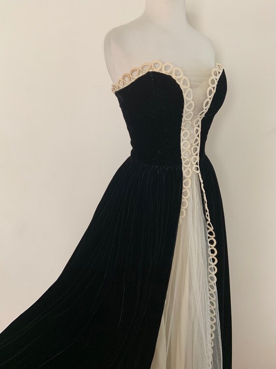 Vintage 1940s Silk Velvet Tuxedo Gown / Vintage 40