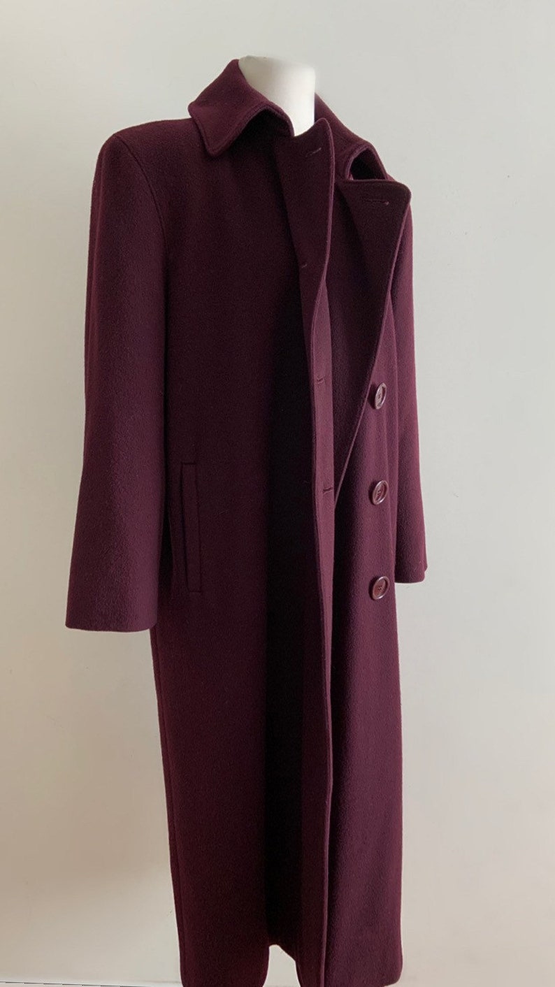 Vintage 1990s Aubergine Wool Coat / Vintage Burgundy Wool Coat | Etsy