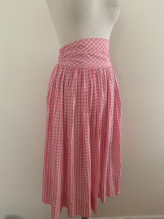 Vintage 1950s Pink Gingham Skirt / Vintage 50s Bar