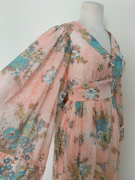 Vintage 1970s Angel Wing Dress / Vintage 70s Flora