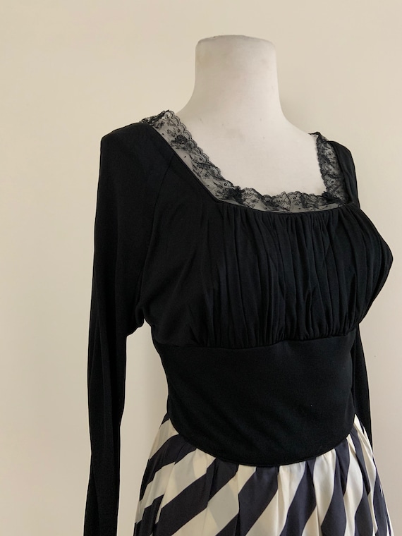 Vintage 1940s Striped Dress / Vintage 40s Black +… - image 3