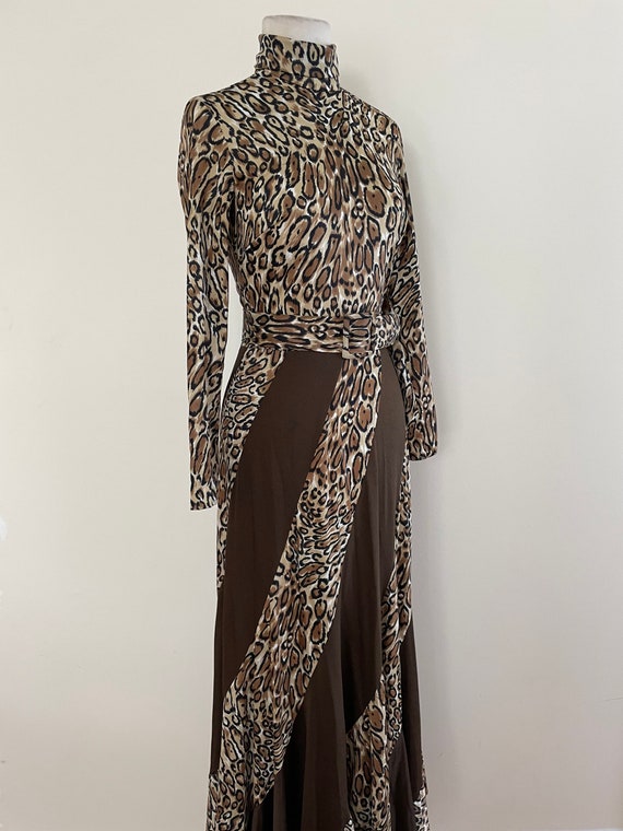 Vintage 1960s 1970s Animal Print Dress / Vintage … - image 2