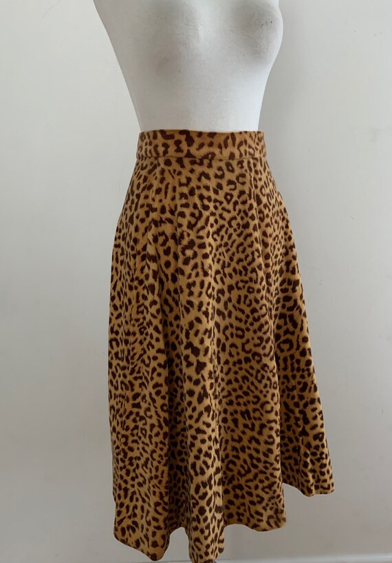Vintage 1950s Animal Print Velvet Skirt / Vintage