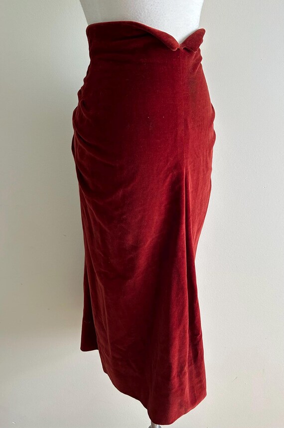 Vintage 1940s Rust Red Velvet Skirt / Vintage 40s Vel… - Gem