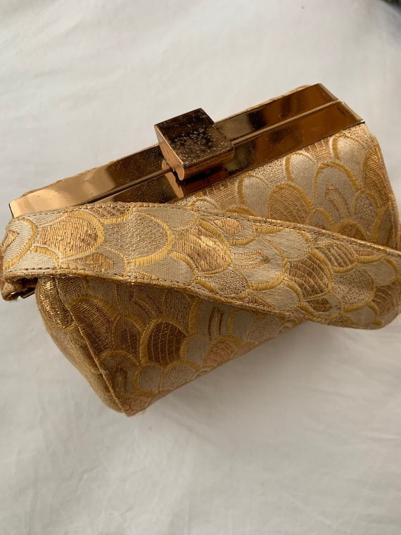 Vintage 1950s Golden Brocade Handbag / Vintage 50s