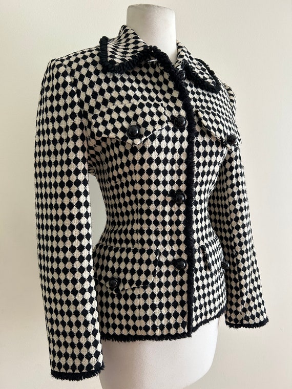 Vintage 1990s Black + White Harlequin Jacket / Vin