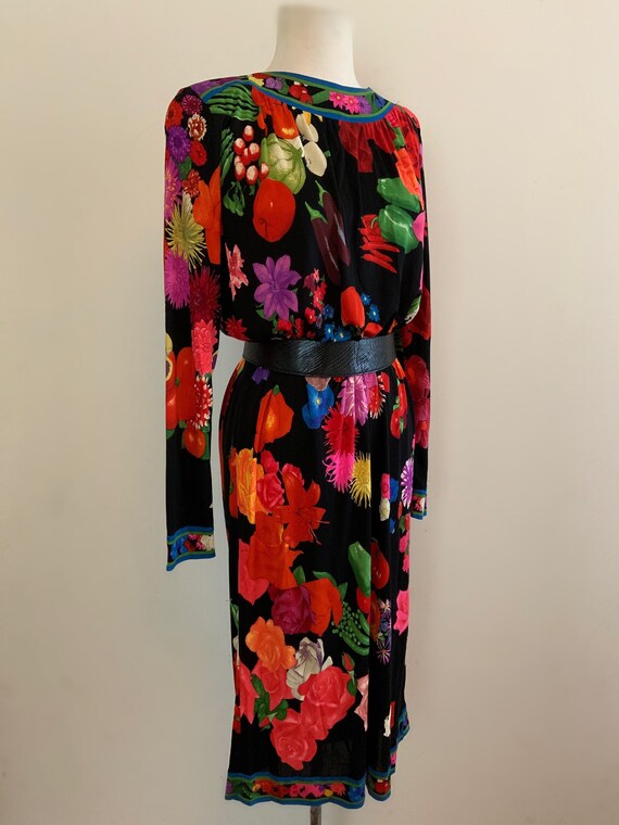 Vintage Leonard Paris Floral + Vegetable Dress / V
