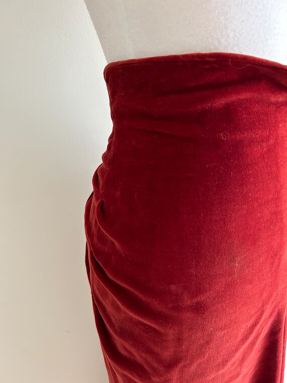 Vintage 1940s Rust Red Velvet Skirt / Vintage 40s Vel… - Gem