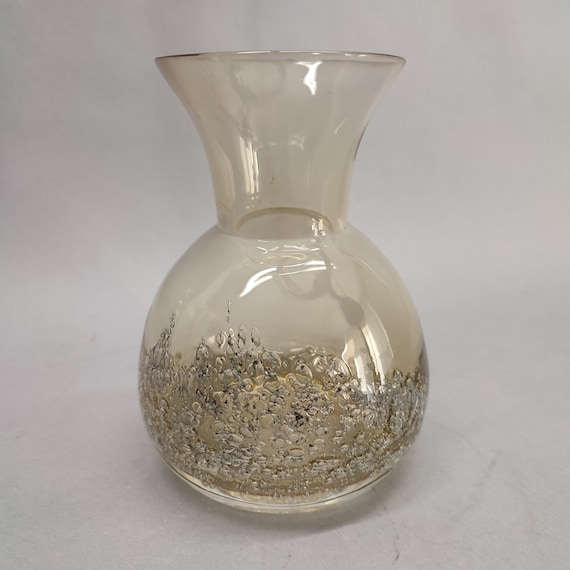Gral Glashütte glass vase airbubbles enclosed West Germany vintage 