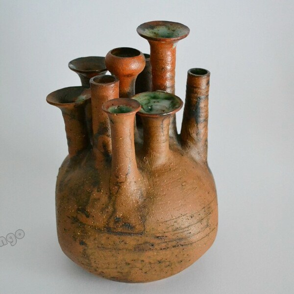 Studio  ceramic vase with 9 chimneys