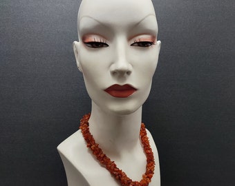 Vintage Carnelian necklace genuine Gemstone  necklace - Carneool 1960