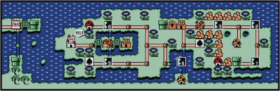 Super Mario 3 World Map Super Mario Bros. 3 World 4 Map Cross Stitch Pattern Pdf | Etsy Uk