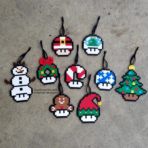 Mario Mushroom Christmas Ornaments - Mario Christmas Ornaments - Nerdy Christmas Ornaments - Mario Christmas Tree - Nerdy Christmas Tree