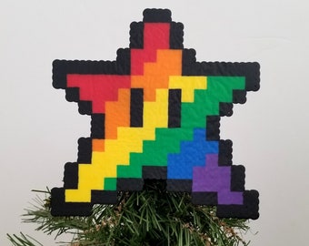 Rainbow Pride Mario Star Christms Tree Topper - Super Mario Tree Topper - Mario Tree Topper - Game Room Christmas Tree - VIdeo Game