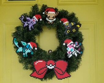 CUSTOM Eeveelution Christmas Wreath - Pokemon Christmas Wreath - Pokemon Christmas Decoration - Nerdy Christmas Wreath -Video Game Christmas