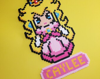 Custom Name Personalized Princess Peach Viseo Game Bedroom Decoration - Themed Bedroom Door Wall Book Shelf Decor