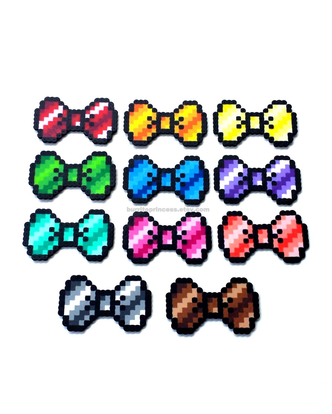 Hair Bows - 8 Bit Hair Bows - Striped Bows - Striped Bow Ties - 8 Bit ...
