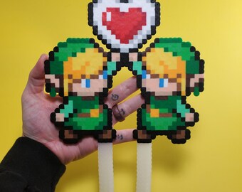 Link and Link Wedding Cake Topper -  Legend of Zelda Wedding Cake Topper - Video Game Wedding - 8 Bit Wedding Cake Topper - Nerdy Wedding