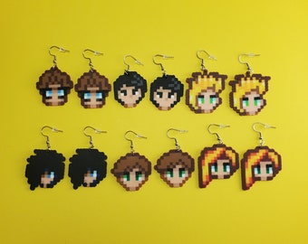 Stardew Valley Bachelors Video Game Dangle Earrings -  Sam, Sebastian, Alex, Elliott, Harvey, and Shane