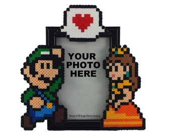 Luigi and Daisy Picture Frame - Couples Picture Frame - Nerdy Anniversary Gift - Nerdy Wedding Gift - Video Game Wedding - Nerd Couple