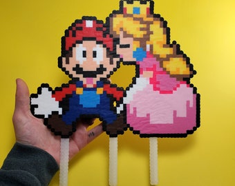 Wedding Cake Topper - Mario and Princess Peach Wedding Cake Topper - Video Game Wedding - 8 Bit Wedding Cake Topper - Nerdy Wedding