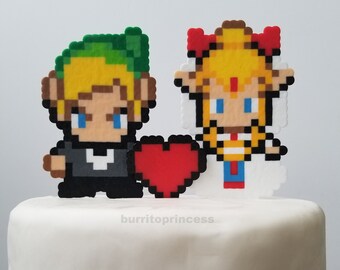 Link and Zelda Wedding Cake Topper Set - Video Game Wedding - 8 Bit Wedding Cake Topper - Nerdy Wedding