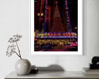 Print van Radio City Music Hall NYC, fotografie van een New Yorks monument, muurdecoratie in Manhattan