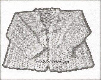 DAINTY Baby MATINEE COAT Vintage Crochet Pattern Baby Sweater - Jacket  So Sweet