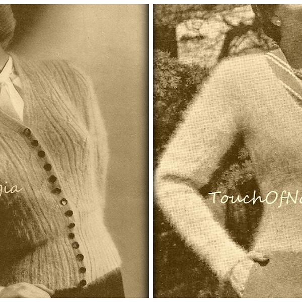 2 ANGORA Cardigan Sweater Knitting Patterns - Timeless ANGORA Sweaters Lacy Eyelet Design & Classic Deep V Cardigan BOTH Patterns Included