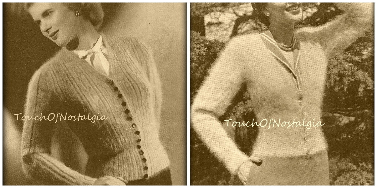 2 ANGORA Cardigan Sweater Knitting Patterns Timeless ANGORA Sweaters ...