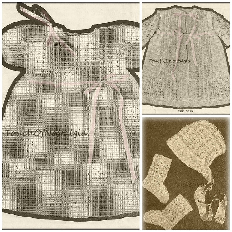 GOSSAMER Baby Dress Set Knitting Pattern ANGORA Trimmed Etsy