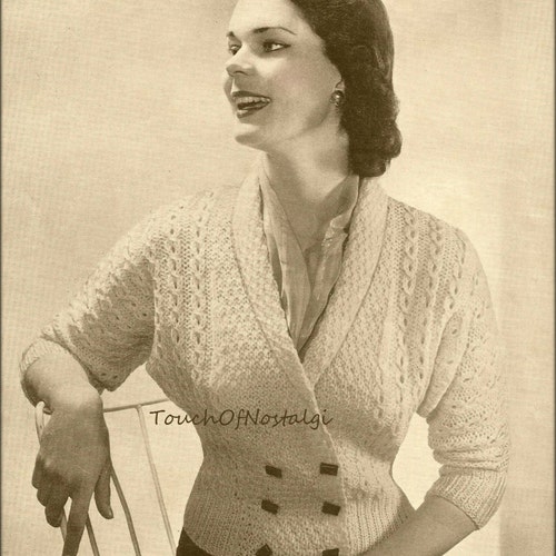 1940s DOLMAN Sleeve CARDIGAN Sweater Knitting Pattern WW2 Era - Etsy