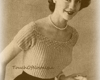 SMOCKED EVENING BLOUSE Vintage Knitting Pattern - Elegant Evening Blouse With Smocking and Beading Detail