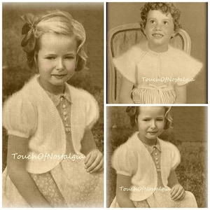 Girls ANGORA Bolero Knitting Pattern - Charming PUFF Sleeves Smocking Detail Plus BONUS Angora Shrug Capelet/Special Occasion Holiday Easter
