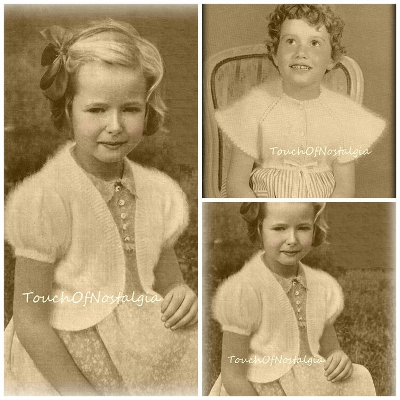 Girls ANGORA Bolero Knitting Pattern Charming PUFF Sleeves Etsy