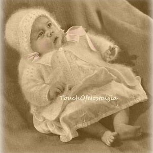 2 ANGORA Baby Set Knitting Patterns - Beautiful ANGORA Baby Sweater Jacket and Bonnet (BONUS Pattern Incl / Kitten-Soft - Special Occasion