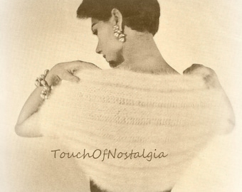 ANGORA Shrug BOLERO Knitting Pattern Vintage  Angora HUG Wrap - Perfect Finish For Your Elegant Evening Dress